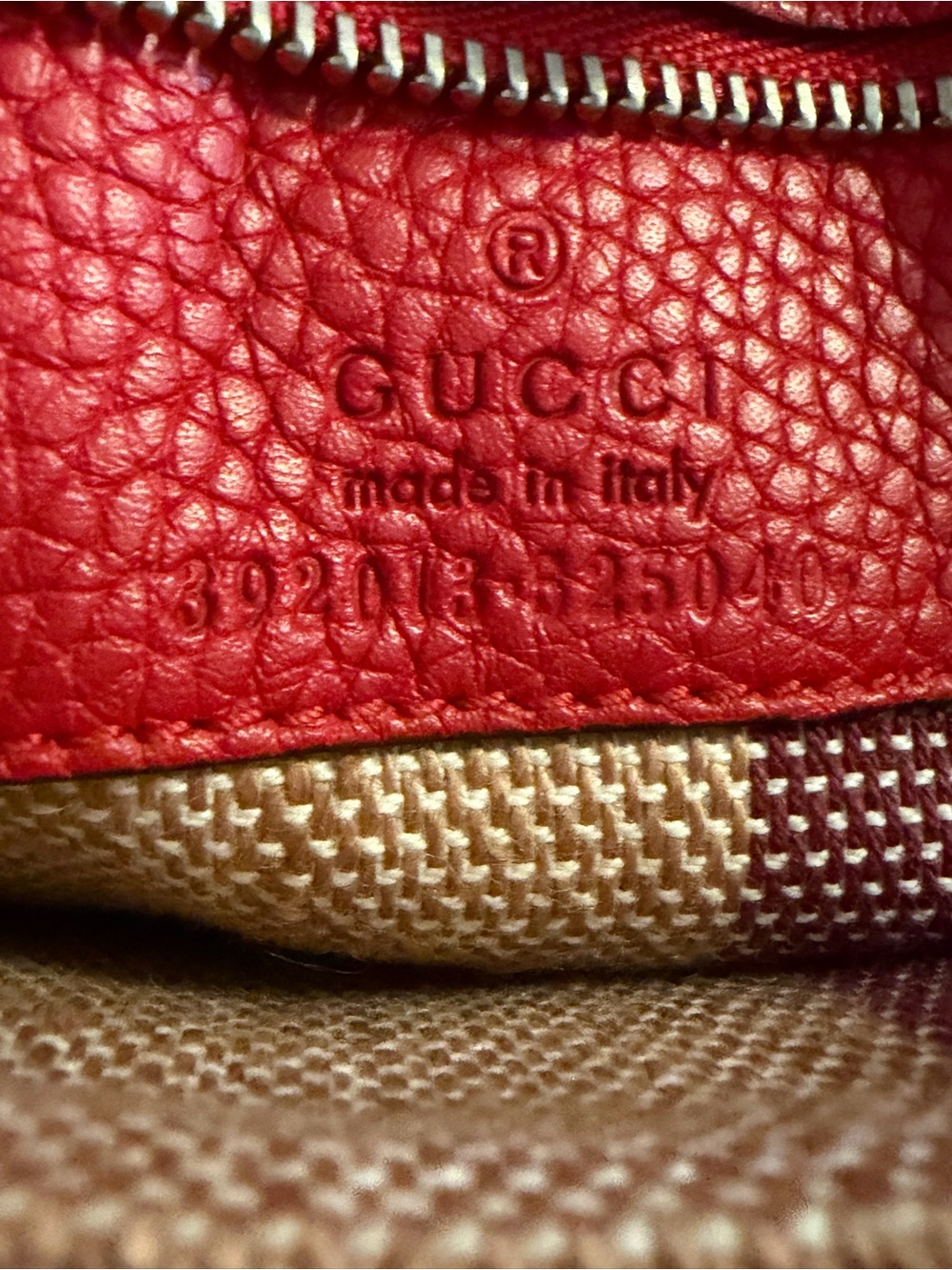 Gucci Pebbled Calfskin Large Bamboo Daily Top Handle Bag Red Shoulder/ Croosbody - Picture 14 of 16